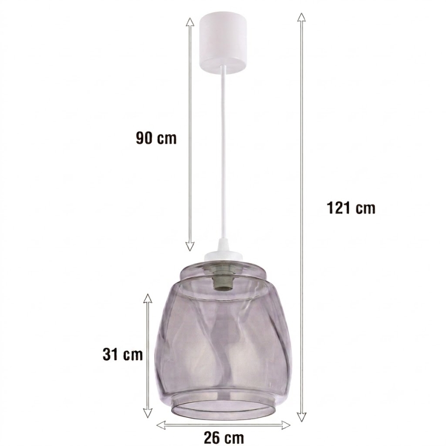 Brilagi - LED lestenec na kablu RETRO GLASS 1xE27/60W/230V Ø 26 cm bela/dimno siva
