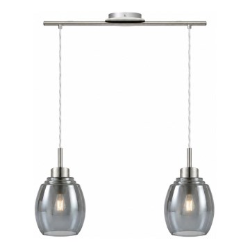 BRILAGI - LED lestenec na kablu RETRO GLASS 2xE27/60W/230V matni krom/dimna siva