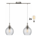 BRILAGI - LED lestenec na kablu RETRO GLASS 2xE27/60W/230V matni krom/dimno siva