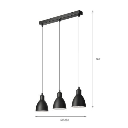 Brilagi - LED lestenec na kablu RIDDY 3xE27/60W/230V črn