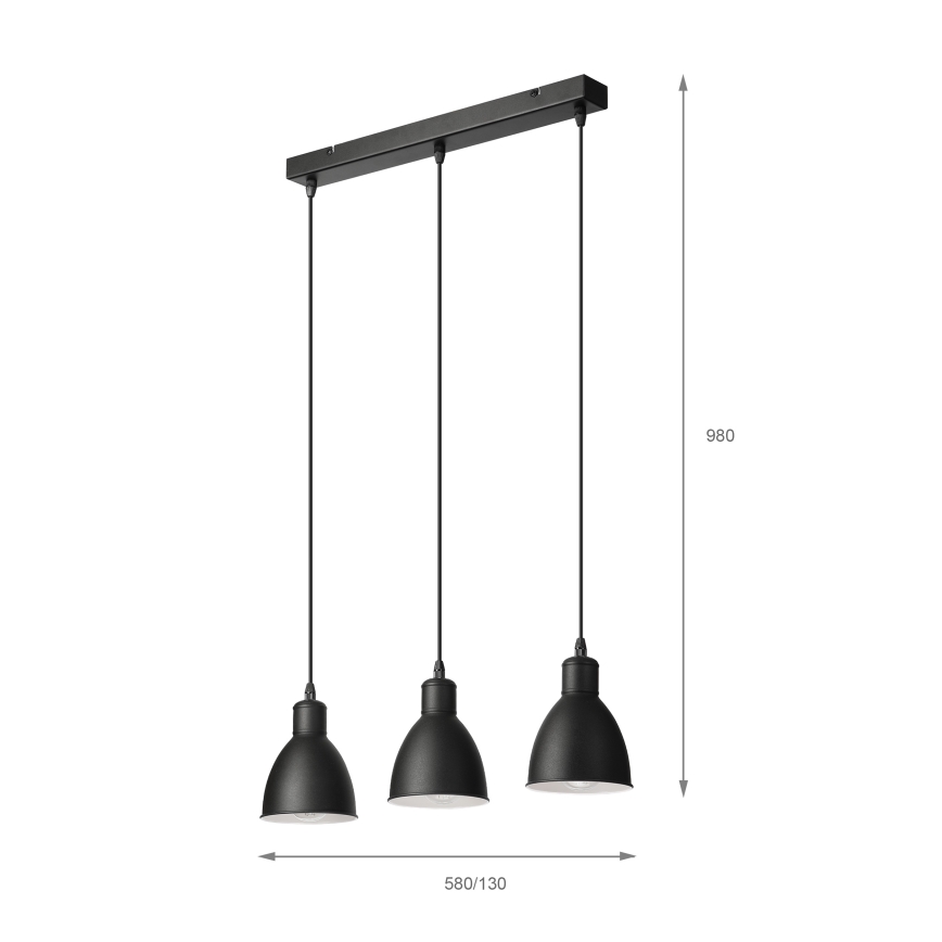 Brilagi - LED lestenec na kablu RIDDY 3xE27/60W/230V črn