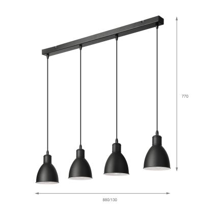 Brilagi - LED lestenec na kablu RIDDY 4xE27/60W/230V črn