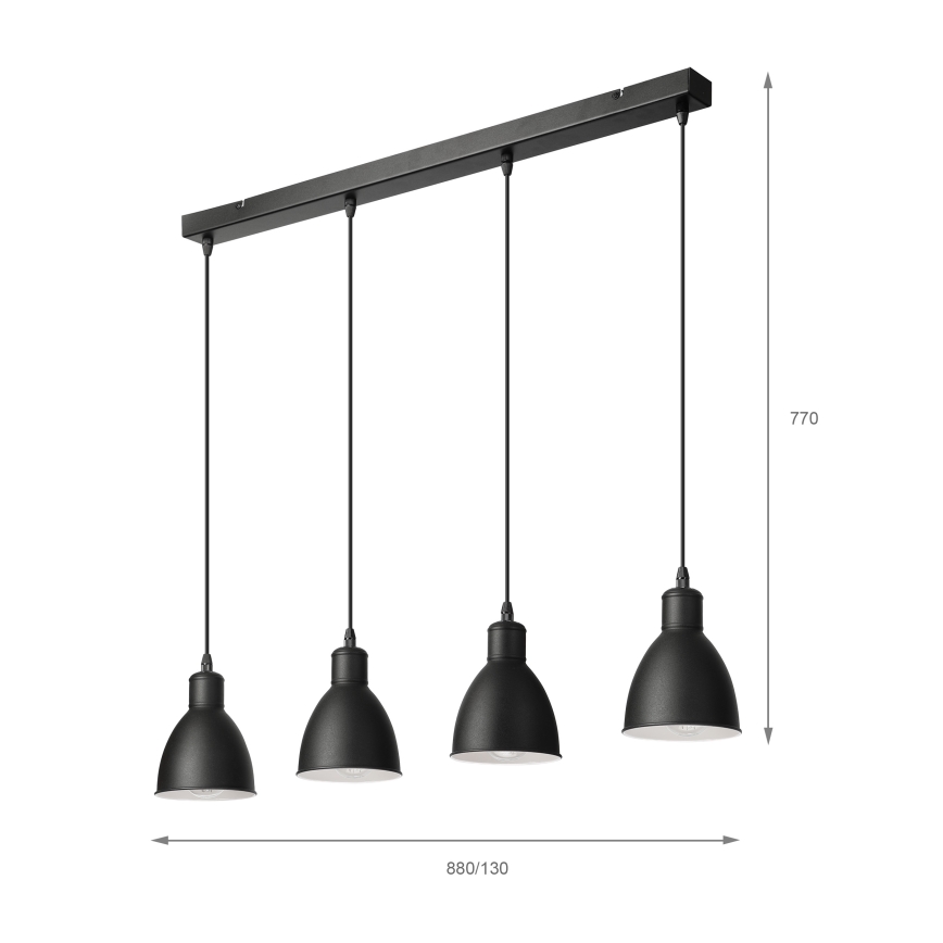 Brilagi - LED lestenec na kablu RIDDY 4xE27/60W/230V črn
