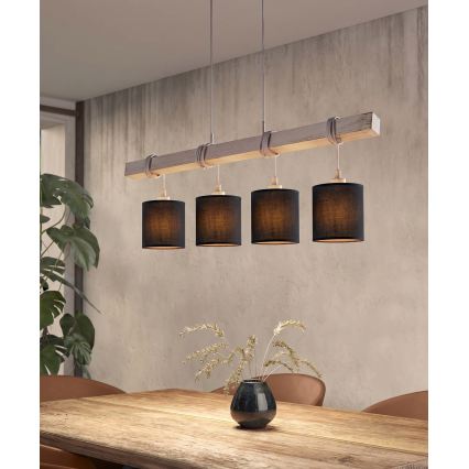 Brilagi - LED lestenec na lanku NUBILA 4xE27/60W/230V siva/črna
