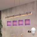 Brilagi - LED lestenec na lanku NUBILA 4xE27/60W/230V siva/vijolična