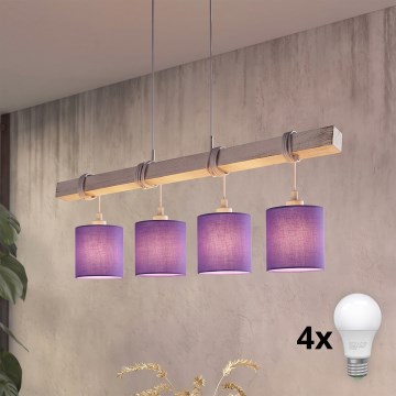 Brilagi - LED lestenec na lanku NUBILA 4xE27/60W/230V siva/vijolična