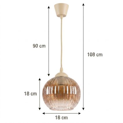 Brilagi - LED lestenec na žici RETRO GLASS 1xE27/60W/230V premer 18 cm bežna/dimno rjava