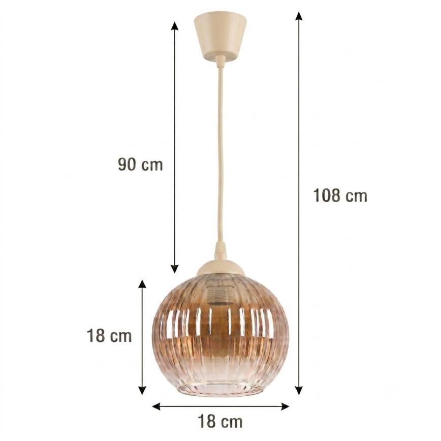 Brilagi - LED lestenec na žici RETRO GLASS 1xE27/60W/230V premer 18 cm bežna/dimno rjava
