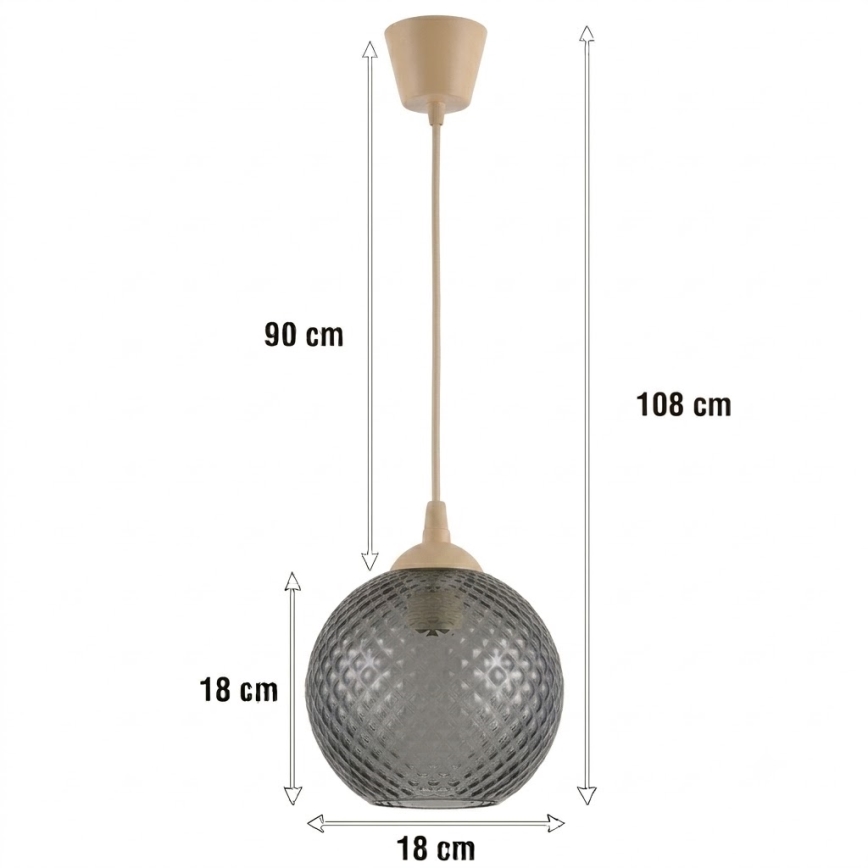 Brilagi - LED viseči lestenec na jeklenem lanku RETRO GLASS 1xE27/60W/230V premer 18 cm bež/dimno siva