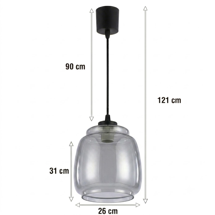 Brilagi - LED viseči lestenec na vrvici RETRO GLASS 1xE27/60W/230V Ø 26 cm črna/dimno siva