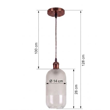 Brilagi - LED lestenec na lanku RETRO GLASS 1xE27/60W/230V premer 14 cm bakrena/bela
