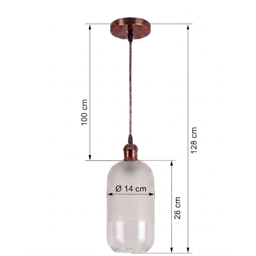 Brilagi - LED lestenec na lanku RETRO GLASS 1xE27/60W/230V premer 14 cm bakrena/bela