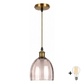 BRILAGI - LED lestenec na lanku RETRO GLASS 1xE27/60W/230V premer 17 cm zlata/dimno bež