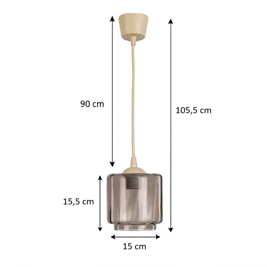 Brilagi - LED lestenec na kablu RETRO GLASS 1xE27/60W/230V Ø 15 cm bež/dimno bež