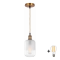 BRILAGI - LED lestenec na sajli RETRO GLASS 1xE27/60W/230V premer 14 cm zlata/bela