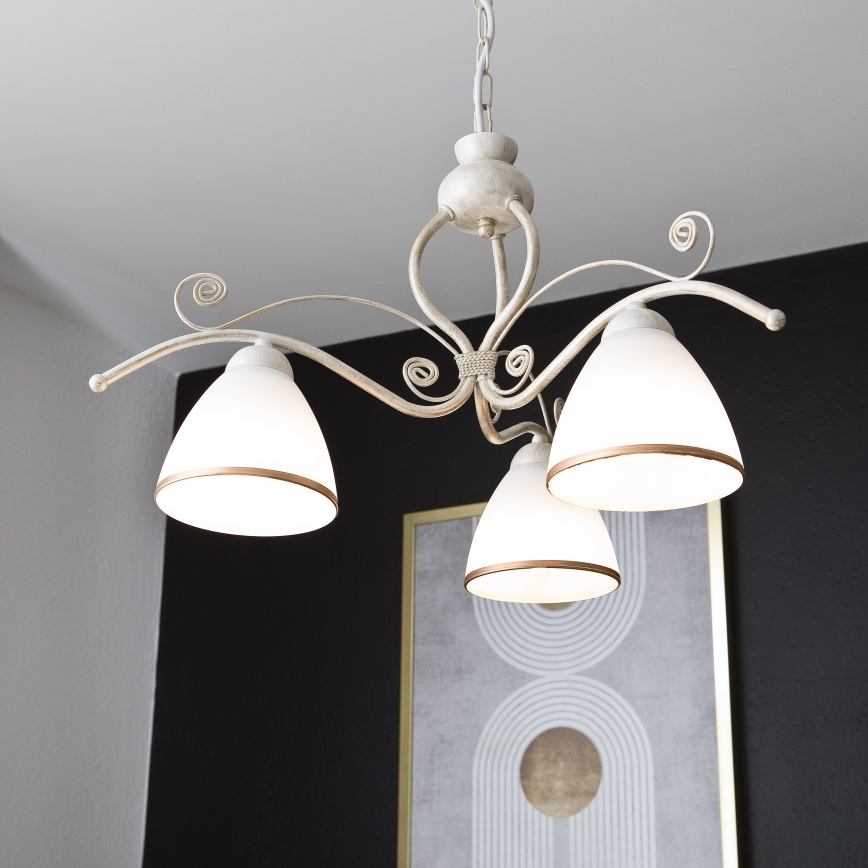 Brilagi - LED lestenec na verigi ANTICO 3xE27/60W/230V 3000K bela patina