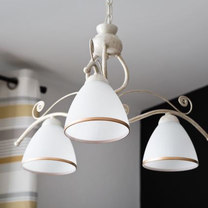 Brilagi - LED lestenec na verigi ANTICO 3xE27/60W/230V 3000K bela patina