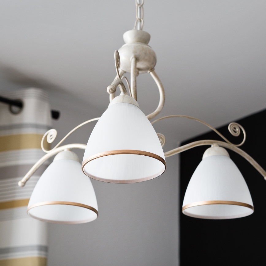 Brilagi - LED lestenec na verigi ANTICO 3xE27/60W/230V 3000K bela patina