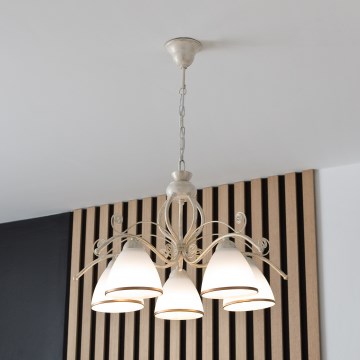Brilagi - LED lestenec na verigi ANTICO 5xE27/60W/230V 3000K bela patina