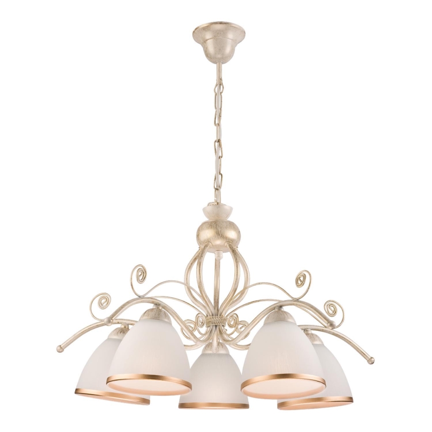 Brilagi - LED lestenec na verigi ANTICO 5xE27/60W/230V 3000K bela patina