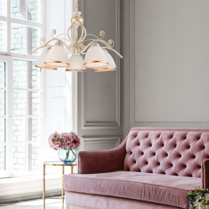 Brilagi - LED lestenec na verigi ANTICO 5xE27/60W/230V 3000K bela patina