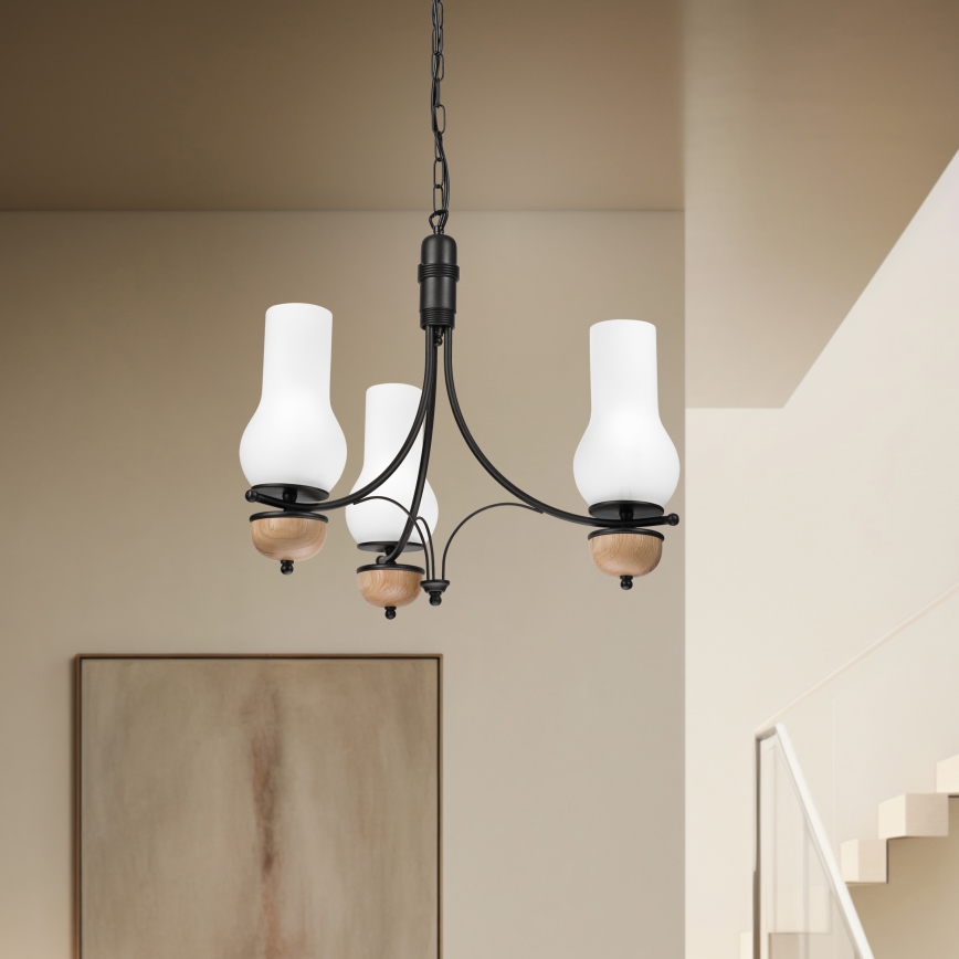 Brilagi - LED Lestenec na verigi COTTAGE 3xE14/40W/230V bukev/bela