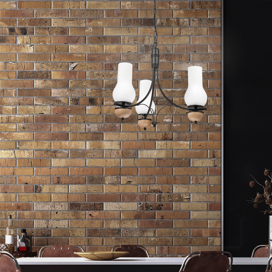 Brilagi - LED Lestenec na verigi COTTAGE 3xE14/40W/230V bukev/bela