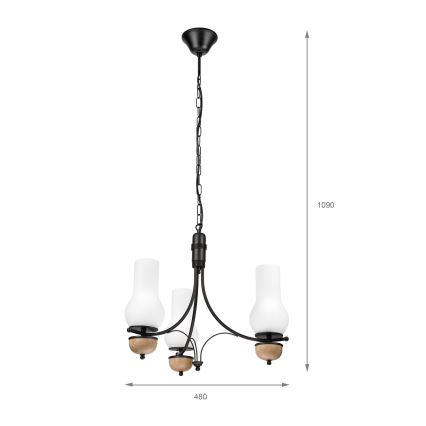 Brilagi - LED Lestenec na verigi COTTAGE 3xE14/40W/230V bukev/bela