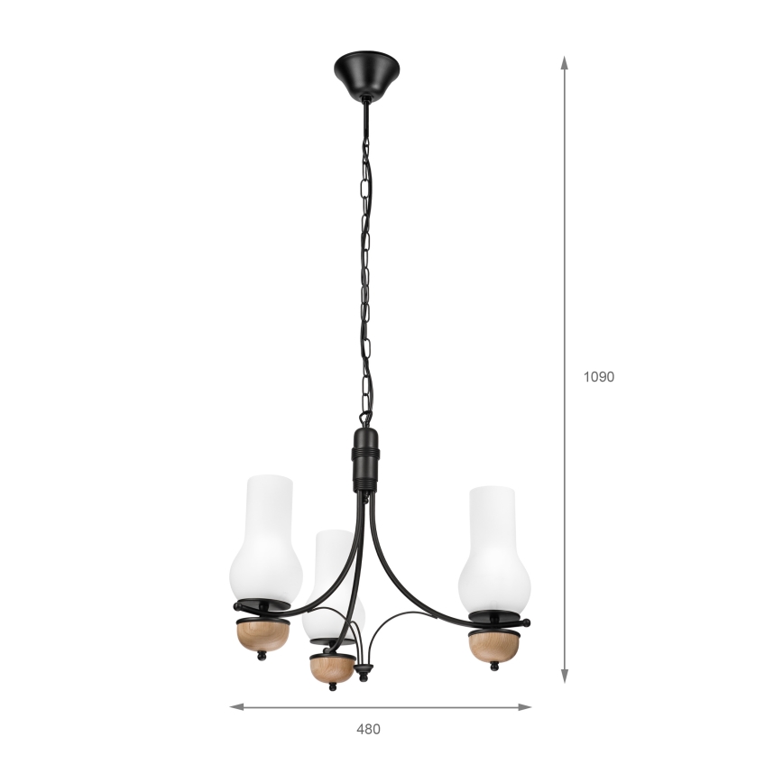 Brilagi - LED Lestenec na verigi COTTAGE 3xE14/40W/230V bukev/bela