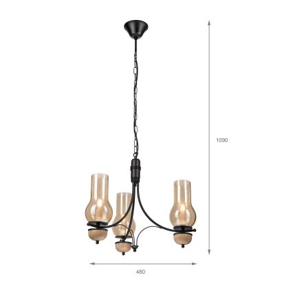 Brilagi - LED Lestenec na verigi COTTAGE 3xE14/40W/230V bukev/rjava