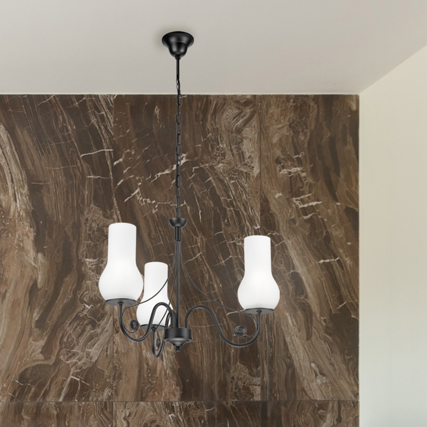 Brilagi - LED Lestenec na verigi COTTAGE 3xE14/40W/230V črna/bela
