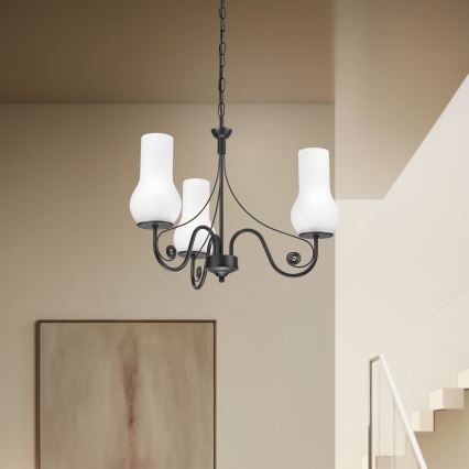 Brilagi - LED Lestenec na verigi COTTAGE 3xE14/40W/230V črna/bela