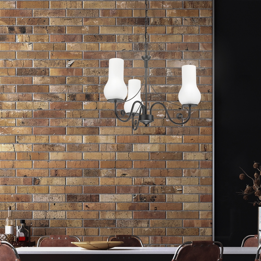 Brilagi - LED Lestenec na verigi COTTAGE 3xE14/40W/230V črna/bela