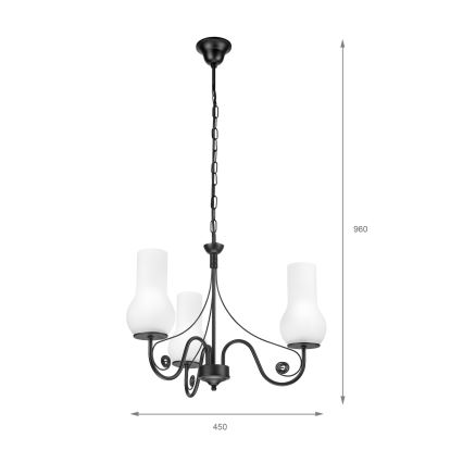 Brilagi - LED Lestenec na verigi COTTAGE 3xE14/40W/230V črna/bela