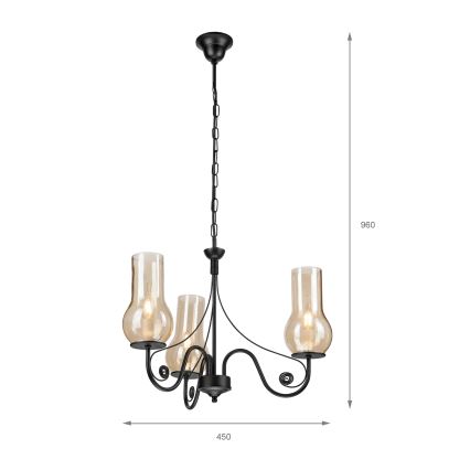 Brilagi - LED Lestenec na verigi COTTAGE 3xE14/40W/230V črna/rjava