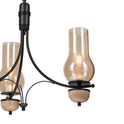 Brilagi - LED lestenec na verigi COTTAGE 3xE14/40W/230V hrast/črna/dimna bež