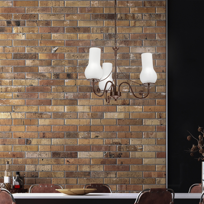 Brilagi - LED Lestenec na verigi COTTAGE 3xE14/40W/230V rjava/bela