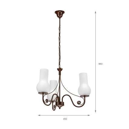 Brilagi - LED Lestenec na verigi COTTAGE 3xE14/40W/230V rjava/bela