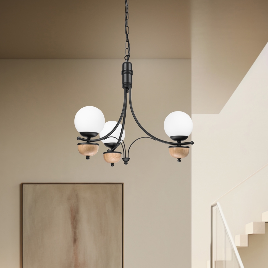 Brilagi - LED Lestenec na verigi COTTAGE 3xG9/40W/230V bukev/bela