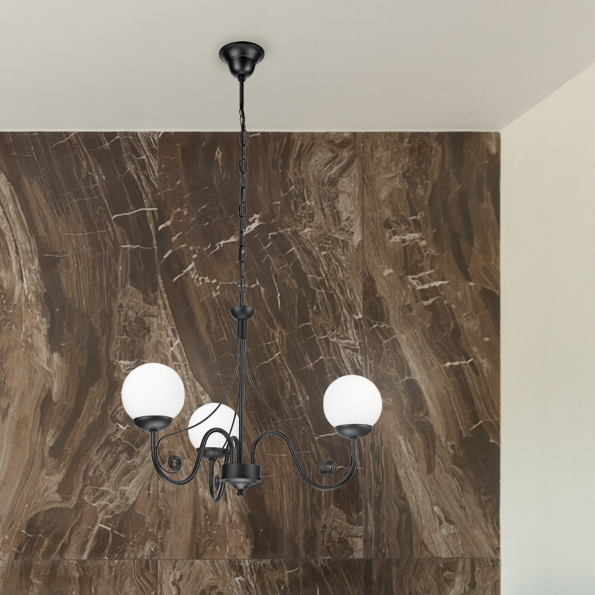 Brilagi - LED Lestenec na verigi COTTAGE 3xG9/40W/230V črna/bela
