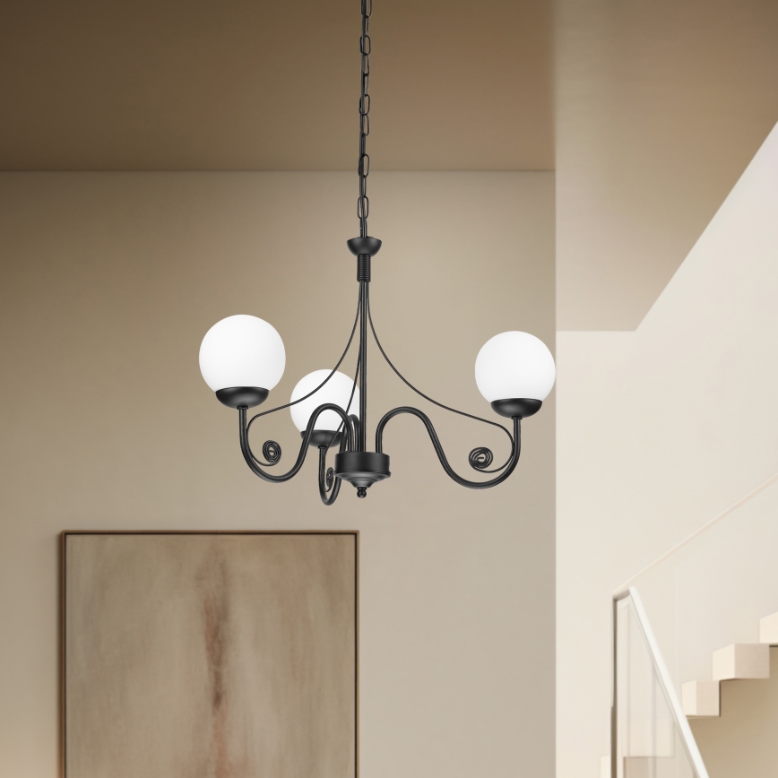 Brilagi - LED Lestenec na verigi COTTAGE 3xG9/40W/230V črna/bela
