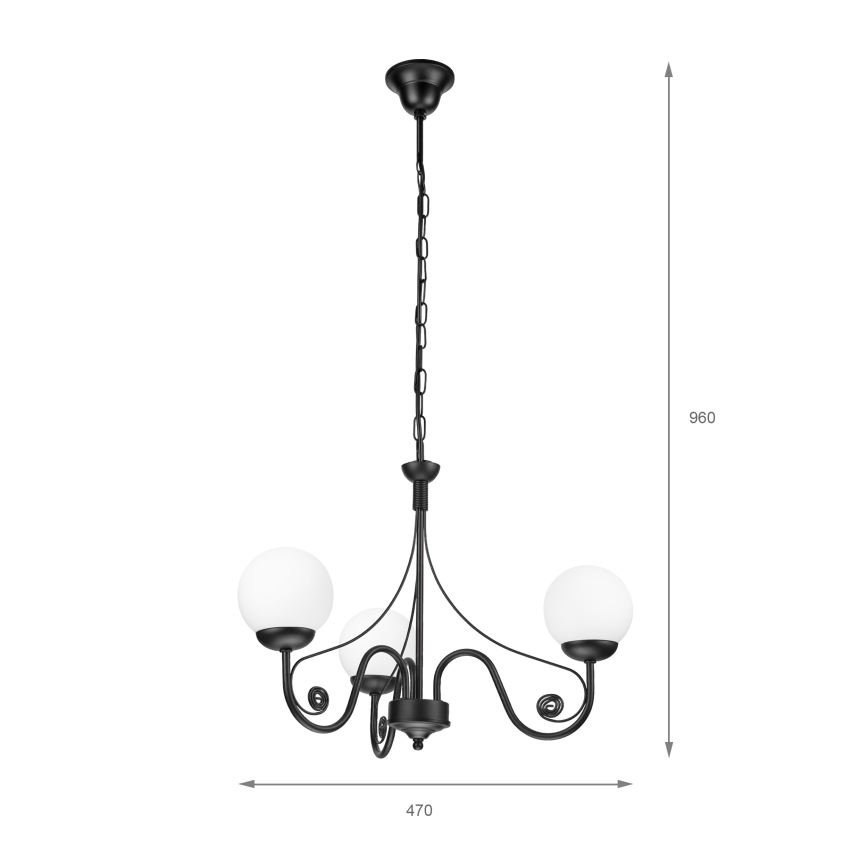 Brilagi - LED Lestenec na verigi COTTAGE 3xG9/40W/230V črna/bela