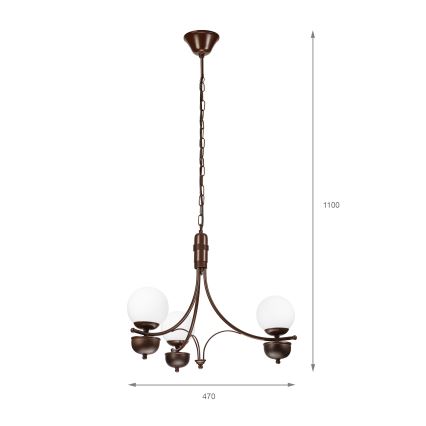Brilagi - LED Lestenec na verigi COTTAGE 3xG9/40W/230V hrast/bela