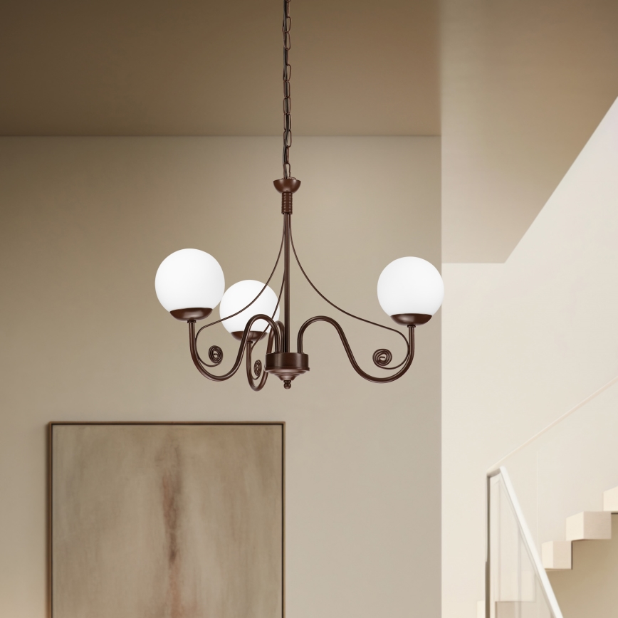 Brilagi - LED Lestenec na verigi COTTAGE 3xG9/40W/230V rjava/bela