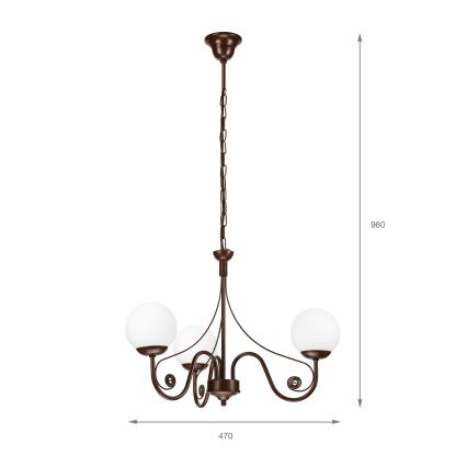 Brilagi - LED Lestenec na verigi COTTAGE 3xG9/40W/230V rjava/bela
