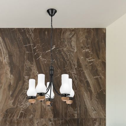 Brilagi - LED Lestenec na verigi COTTAGE 5xE14/40W/230V bukev/bela