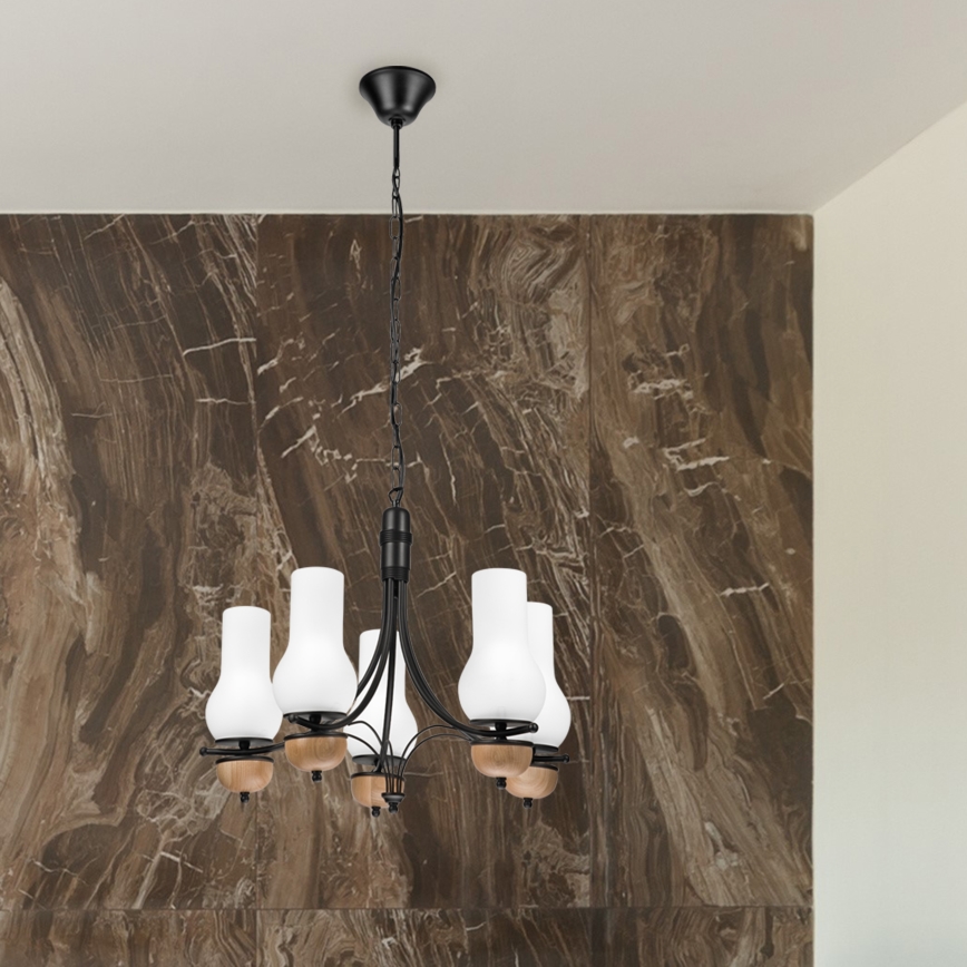 Brilagi - LED Lestenec na verigi COTTAGE 5xE14/40W/230V bukev/bela