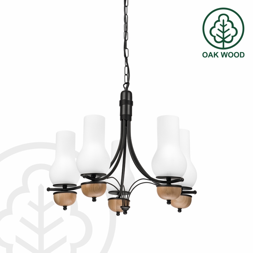 Brilagi - LED Lestenec na verigi COTTAGE 5xE14/40W/230V bukev/bela