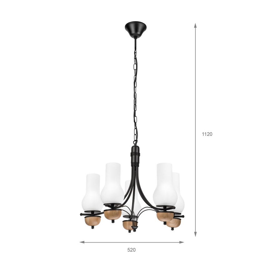 Brilagi - LED Lestenec na verigi COTTAGE 5xE14/40W/230V bukev/bela