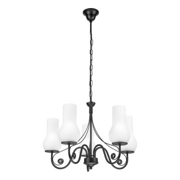 Brilagi - LED Lestenec na verigi COTTAGE 5xE14/40W/230V črna/bela
